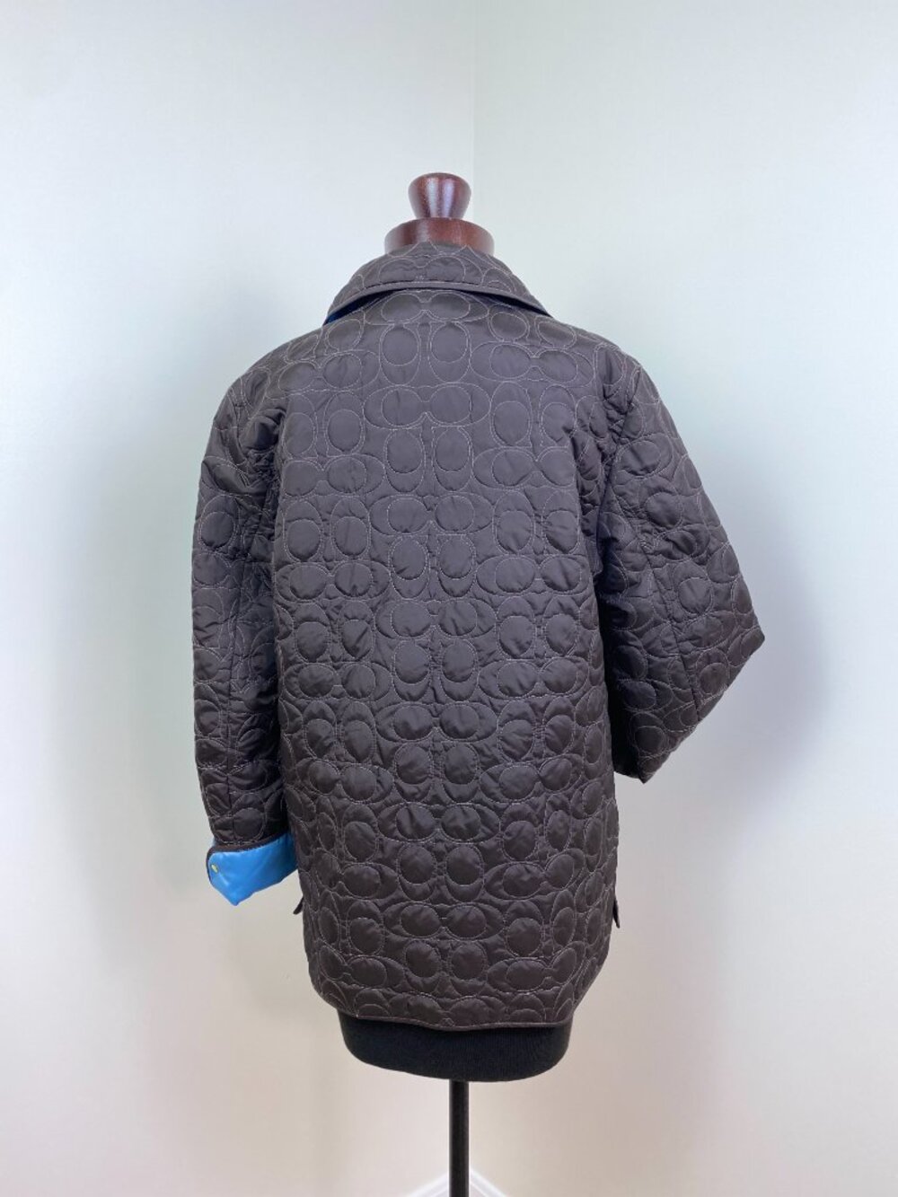 Coach Signature C Quilted Barn Jacket Brown Blue Size M Vintage - Picture 2 of 16